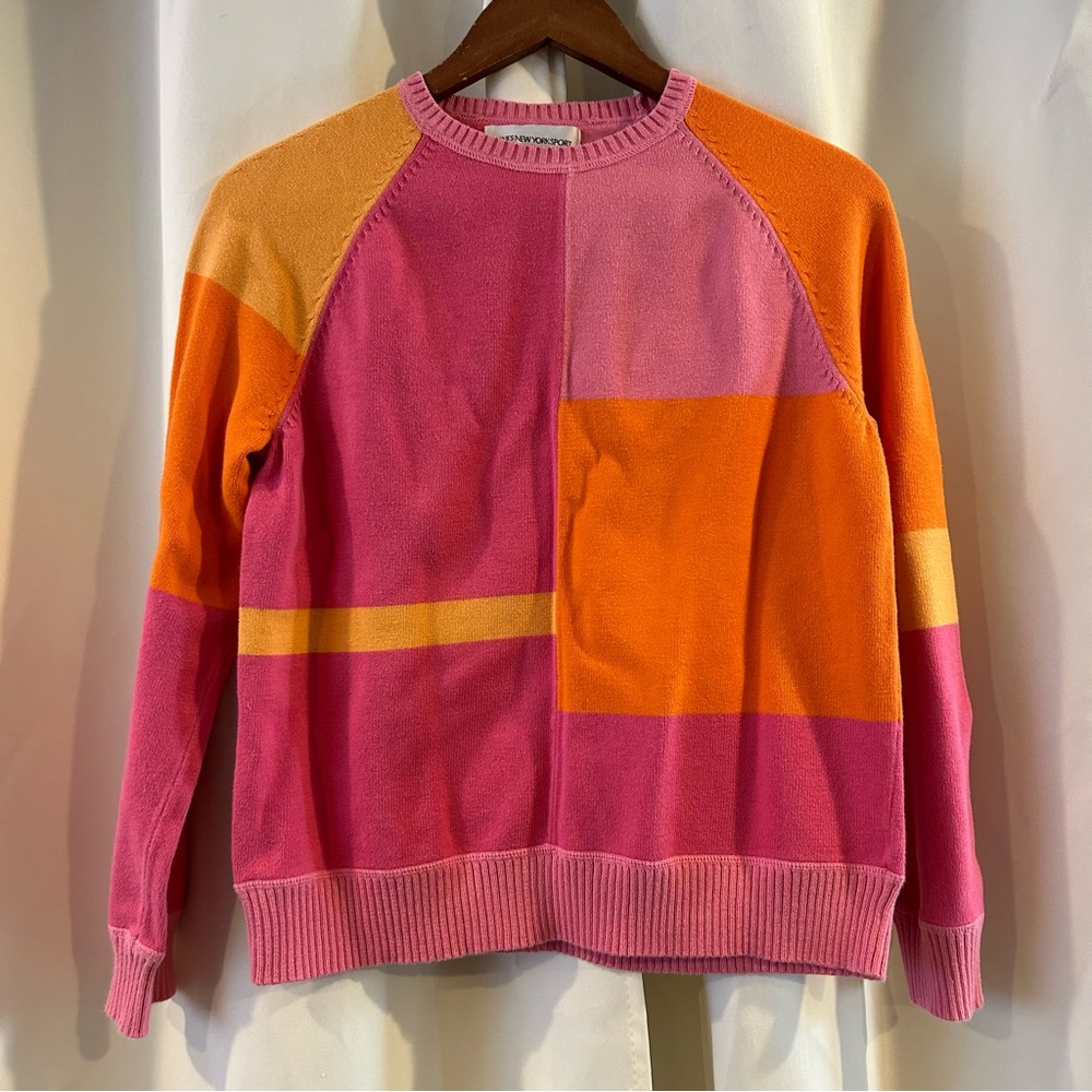 Jones New York Sports Womens Sweater Size L Stratch Colorblock